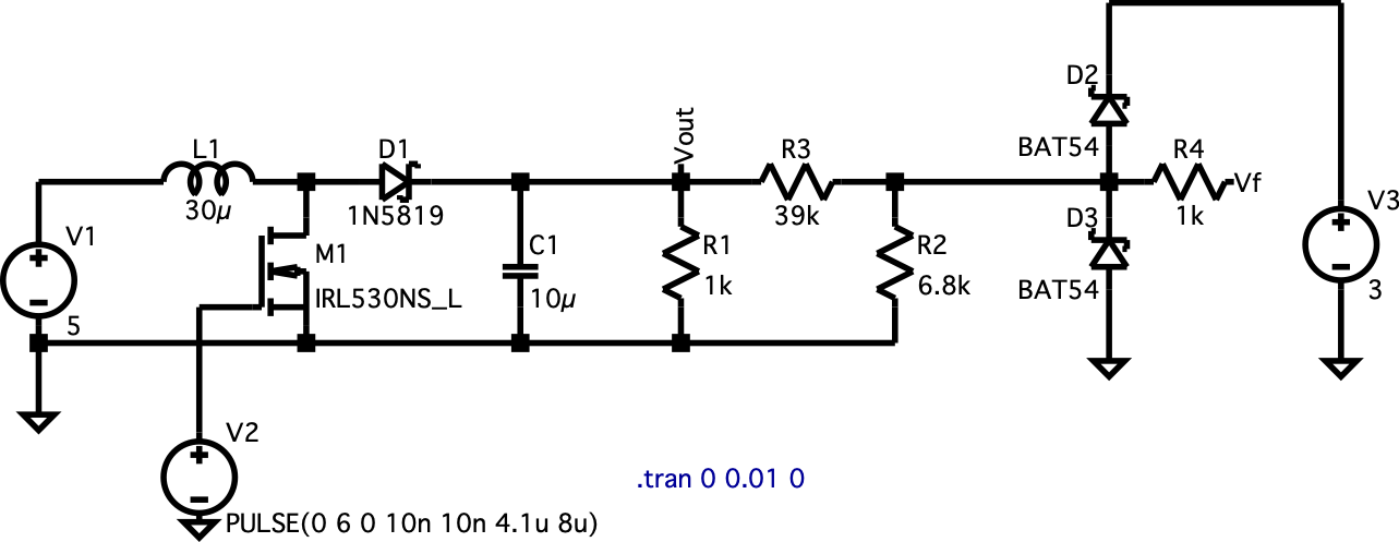 Boost converter LTspice simulation circuit